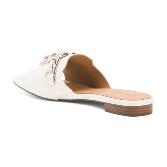 NEW JOHNSTON AND MURPHY Leather Lilly Chain Slide Sandals white 257 3M7 - Picture 7 of 8